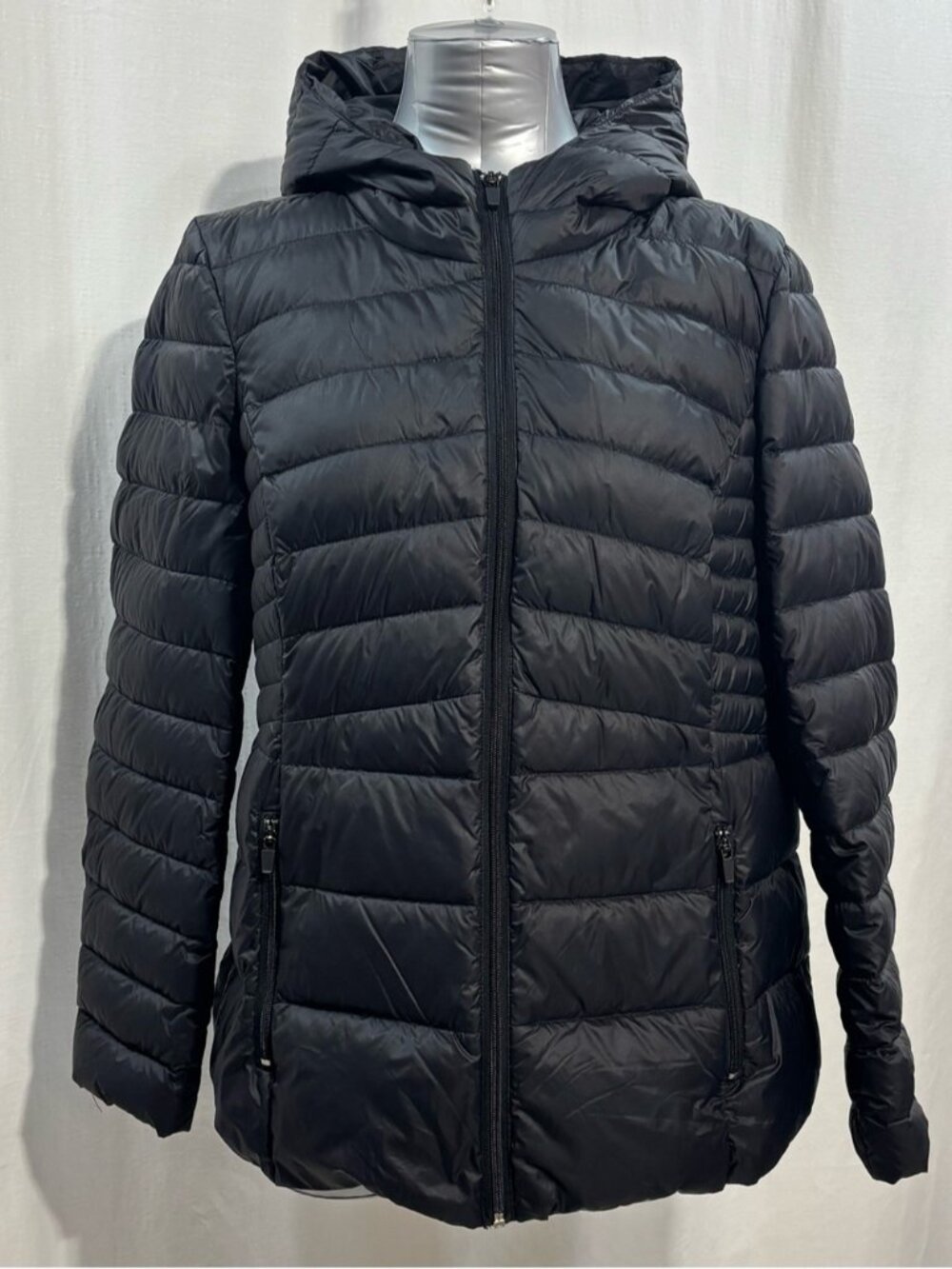 Reitmans Black Hooded Quilted Packable Lightweight Puffer Jacket XXL fall 423